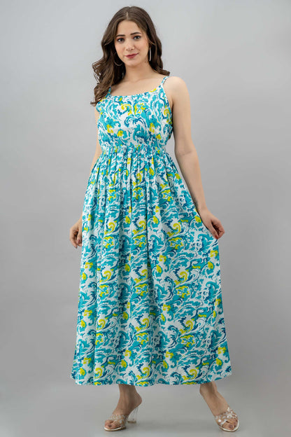 Rayon Floral Print Dress #D1